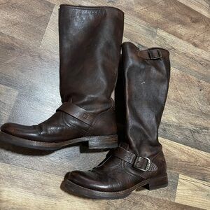 Brown Leather Knee-High Boots Frye